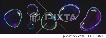 3D soap bubbles set on transparent background 3D soap bubbles set on transparent background 134186821
