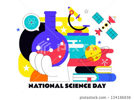 National Science Day Vector Illustration on February 28 Featuring Chemical Liquid, Scientific Elements, Medical and Research in a Background National Science Day Vector Illustration on February 28 Featuring Chemical Liquid, Scientific Elements, Medical and Research in a Background 134186836
