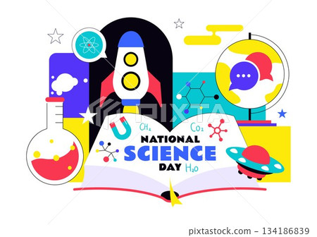 National Science Day Vector Illustration on February 28 Featuring Chemical Liquid, Scientific Elements, Medical and Research in a Background National Science Day Vector Illustration on February 28 Featuring Chemical Liquid, Scientific Elements, Medical and Research in a Background 134186839