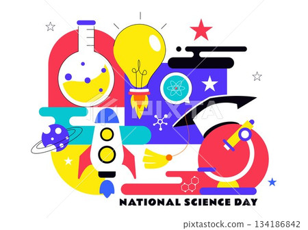 National Science Day Vector Illustration on February 28 Featuring Chemical Liquid, Scientific Elements, Medical and Research in a Background National Science Day Vector Illustration on February 28 Featuring Chemical Liquid, Scientific Elements, Medical and Research in a Background 134186842