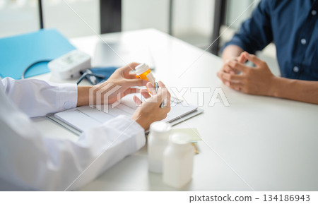 A doctor giving prescription. 134186943