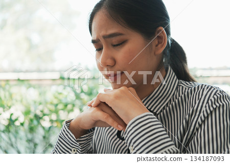 Overjoyed businesswoman happy for successful work. Overjoyed businesswoman happy for successful work. 134187093
