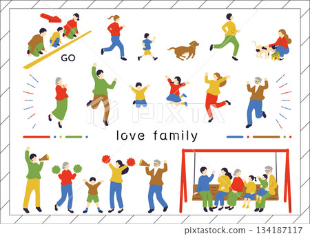 Family illustration material collection 134187117
