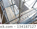 Scaffolding for repair work on the exterior walls of a high-rise apartment building Scaffolding for repair work on the exterior walls of a high-rise apartment building 134187127