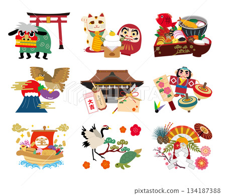 New Year illustration material set 134187388