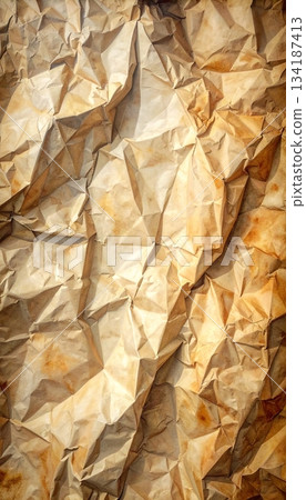 Vintage brown crumpled and folded paper texture background Vintage brown crumpled and folded paper texture background 134187413