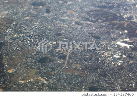 Aerial view of Shobu Pond, Yamato Chuo Expressway, and the area around Yamato Saidaiji Temple in Nara City 134187460