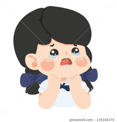 Illustration of Crying Girl in School Uniform Illustration of Crying Girl in School Uniform 134188378
