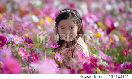 Flower field and little girl 10 Flower field and little girl 10 134188401