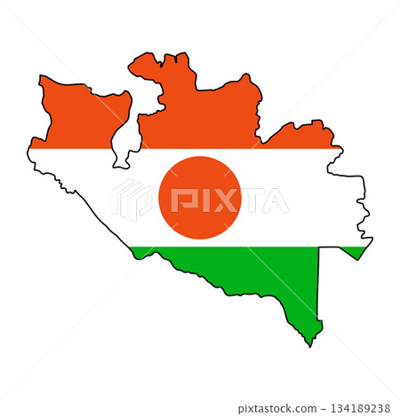 Niger flag map outline patriotic abstract national identity design Niger flag map outline patriotic abstract national identity design 134189238