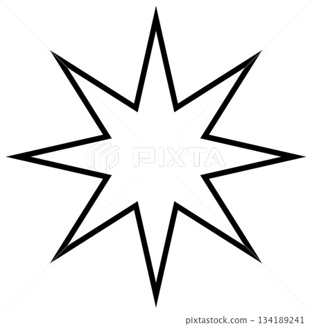Black Eight Pointed Star outline Icon on White Background Black Eight Pointed Star outline Icon on White Background 134189241