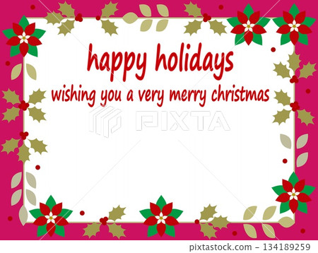 Happy Holidays Merry Christmas Frame White Space Happy Holidays Merry Christmas Frame White Space 134189259