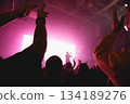 Crowd raising hands at music event 134189276