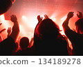 Crowd raising hands at music event 134189278