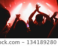 Crowd raising hands at music event 134189280