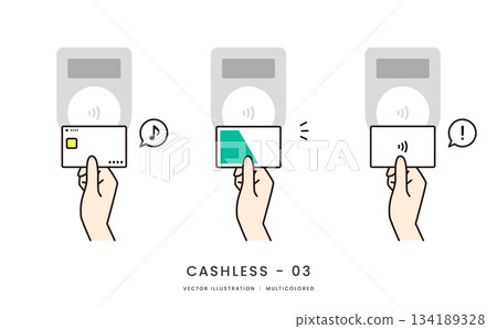 用於信用卡或交通IC接觸支付的圖像插圖集 134189328