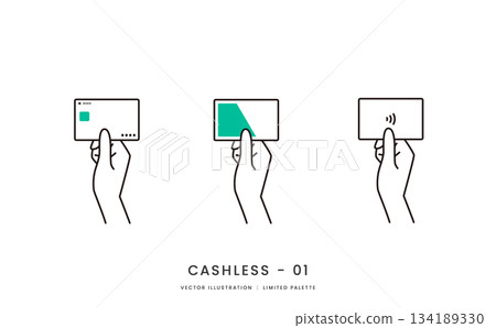 Image illustration set of hands holding credit cards and transportation IC cards Image illustration set of hands holding credit cards and transportation IC cards 134189330