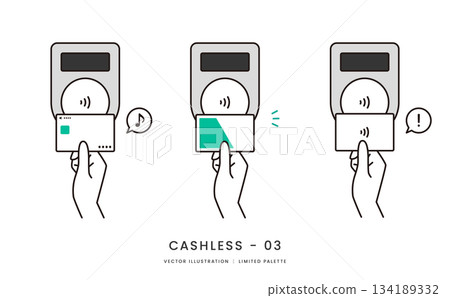 Image illustration set for touch payment with credit card or transportation IC 134189332