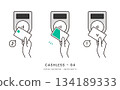 Image illustration set for touch payment with credit card or transportation IC 134189333