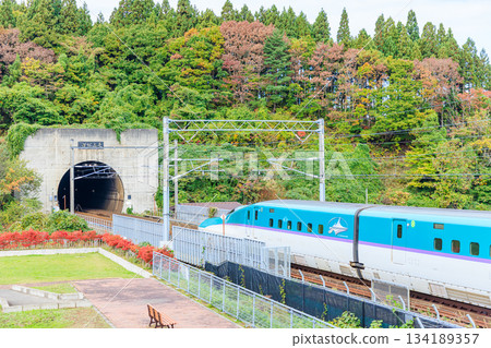 秋季，東北新幹線列車駛過青函隧道，地點：青森縣東津輕郡 134189357
