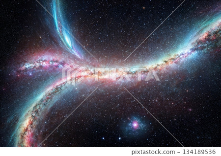 神秘星系，色彩斑斕的恆星和星雲背景 134189536