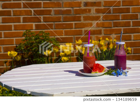 Tasty smoothie watermelon and blueberry 134189659