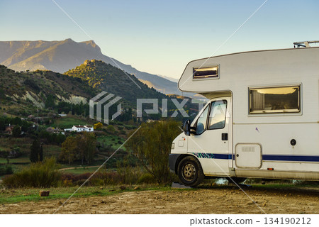 Caravan on nature, Guadalhorce in Andalusia Spain 134190212