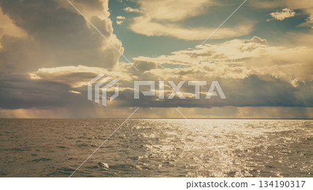 Beautiful sunset on the ocean sea Beautiful sunset on the ocean sea 134190317