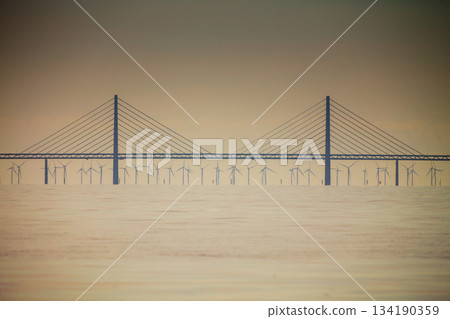 the oresund bridge between denmark and sweden 134190359