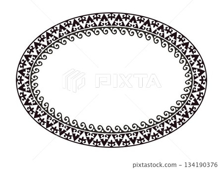Oval frame with ethnic motifs. Oval Kazakh national ornament, persian motiff. Abstract Patterns of Turkic peoples, Kazakh, Kyrgyz, Mongol. Islam, Arabic, Indian, ottoman motif. For textiles, plate Oval frame with ethnic motifs. Oval Kazakh national ornament, persian motiff. Abstract Patterns of Turkic peoples, Kazakh, Kyrgyz, Mongol. Islam, Arabic, Indian, ottoman motif. For textiles, plate 134190376