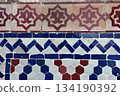 Moroccan Islamic mosaic tiles in Fes, Morocco 134190392