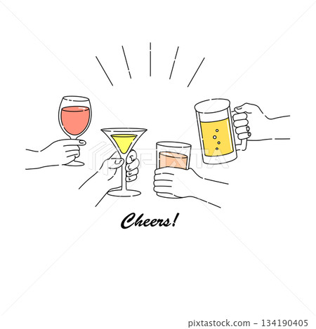 Drinking party: Toasting illustration Drinking party: Toasting illustration 134190405