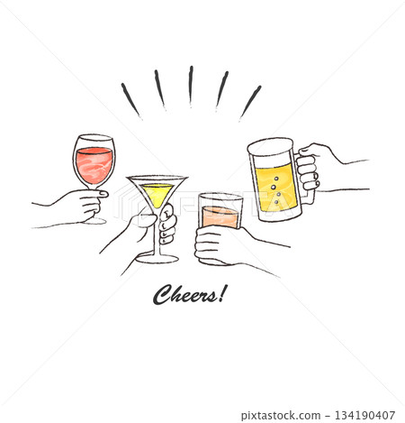飲酒聚會:祝酒插圖 飲酒聚會:祝酒插圖 134190407
