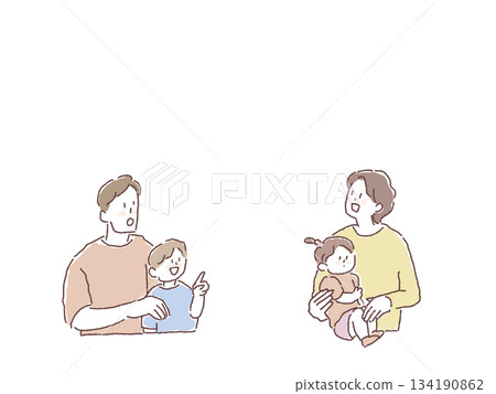 Family looking up Family looking up 134190862