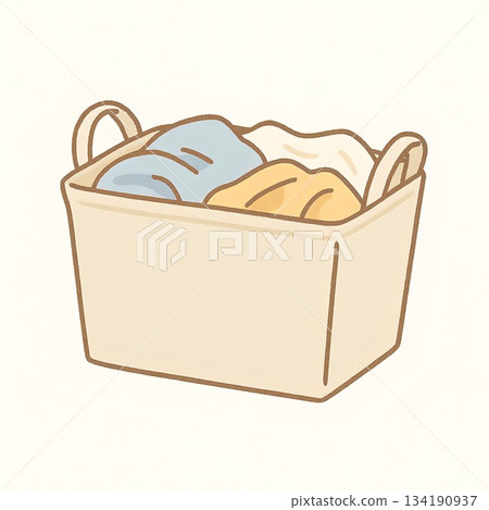 Hand-drawn style square laundry basket icon illustration 134190937