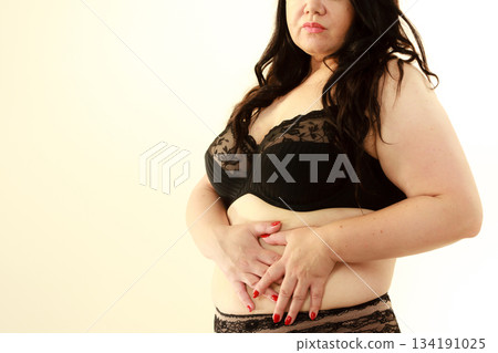 Plus size fat woman in lingerie 134191025