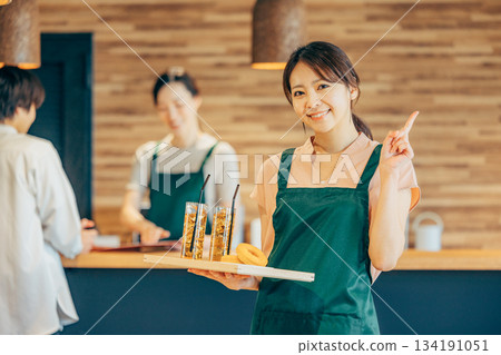 A woman working in a cafe 134191051