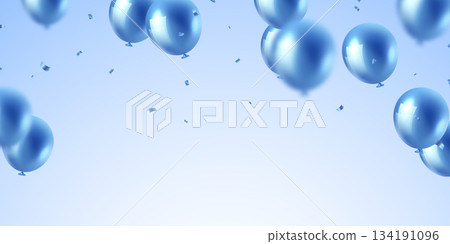 Beautiful blue 3D balloons illustration background vector banner template 134191096