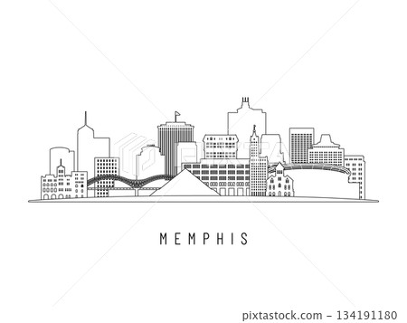 Detailed Memphis skyline vector illustration. 134191180