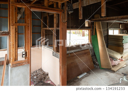 Old house at demolition site Old house at demolition site 134191233