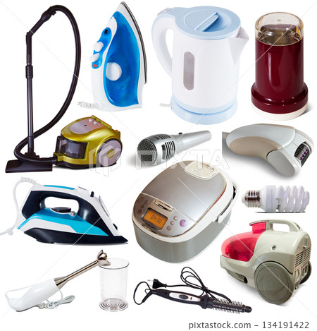 Set of household appliances. Isolated on white background with clipping path 134191422