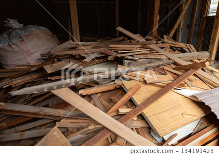 Old house at demolition site 134191423
