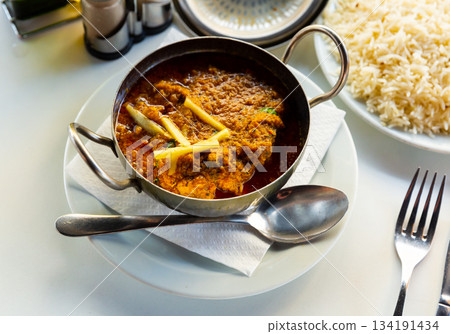 Bengali mutton curry Kosha Mangsho from goat meat Bengali mutton curry Kosha Mangsho from goat meat 134191434