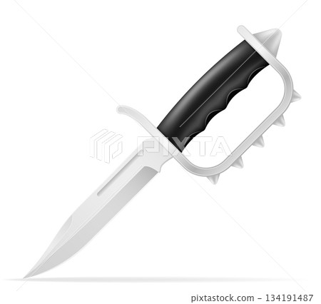 unusual original knife with a knuckle-duster handle weapon vector illustration unusual original knife with a knuckle-duster handle weapon vector illustration 134191487