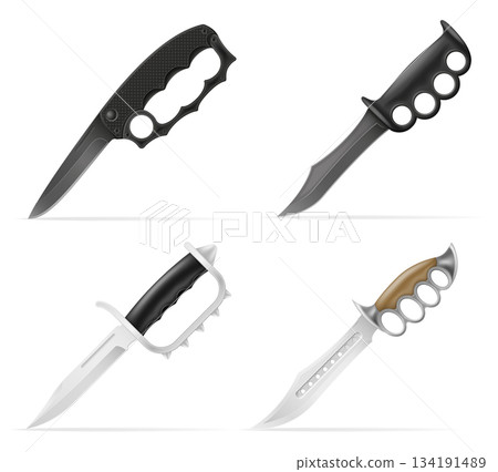 unusual original knife with a knuckle-duster handle weapon vector illustration unusual original knife with a knuckle-duster handle weapon vector illustration 134191489