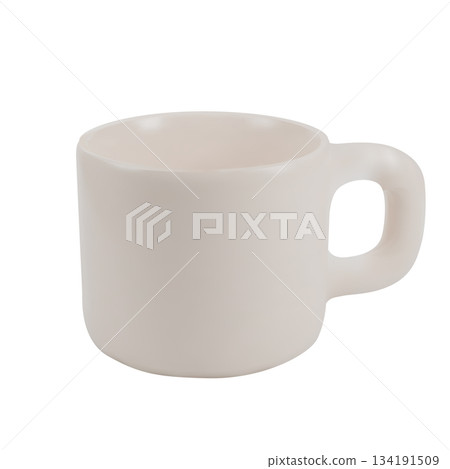First of a series. Realistic 3D mockup of a unique low cylinder ceramic mug with a handle. Clean vector template for branding, perfect for showcasing logo or artwork. First of a series. Realistic 3D mockup of a unique low cylinder ceramic mug with a handle. Clean vector template for branding, perfect for showcasing logo or artwork. 134191509
