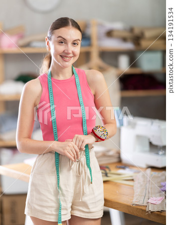 Woman fashion designer is in office. 134191534