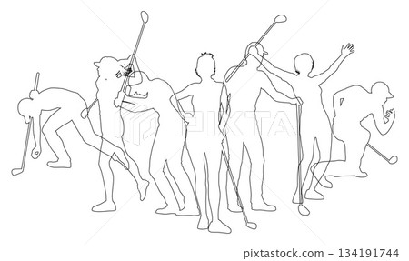 Golfers Golfing Silhouette Golf People Silhouettes Golfers Golfing Silhouette Golf People Silhouettes 134191744