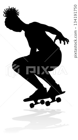 Woman Silhouette Female Skateboarder Girl 134191750