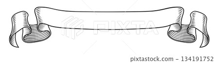 Scroll Banner Ribbon Woodcut Vintage Parchment Scroll Banner Ribbon Woodcut Vintage Parchment 134191752